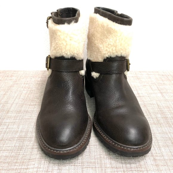 Coach Gabriella Chestnut Natural Vtg Leather Shearling, Ankle Boot Women Size 6B - Picture 2 of 8